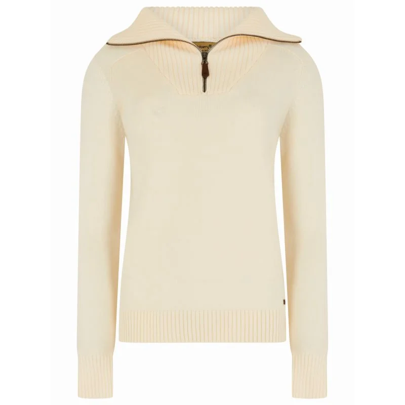 Dubarry Rosmead Ladies Zip Neck Jumper - Chalk Chenille Brocade Lace