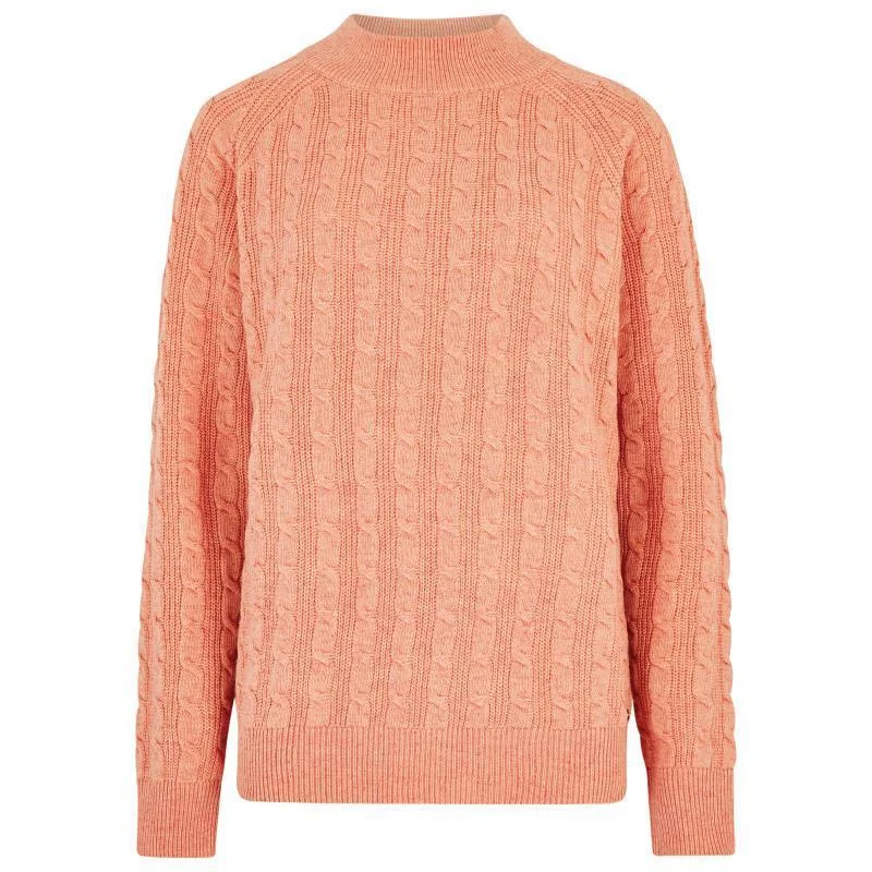 Dubarry Tallanstown Ladies Funnel Neck Jumper - Apricot Print Jacquard Patchwork
