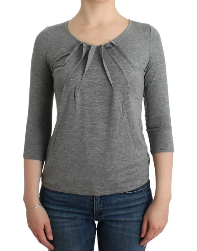 Elegant Gray Cashmere-Blend Jumper Cotton Fabric Linen Fabric Terry Fabric