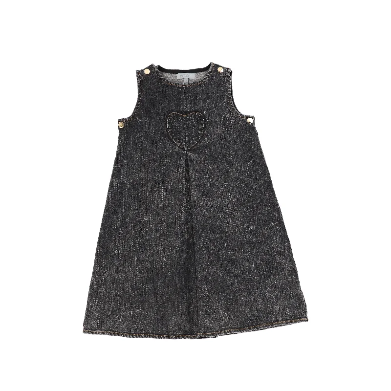 Front pleat button black denim jumper by Bace Chenille Fabric Brocade Fabric Lace Fabric Front pleat button black denim jumper by Bace Chenille Fabric Brocade Fabric Lace Fabric