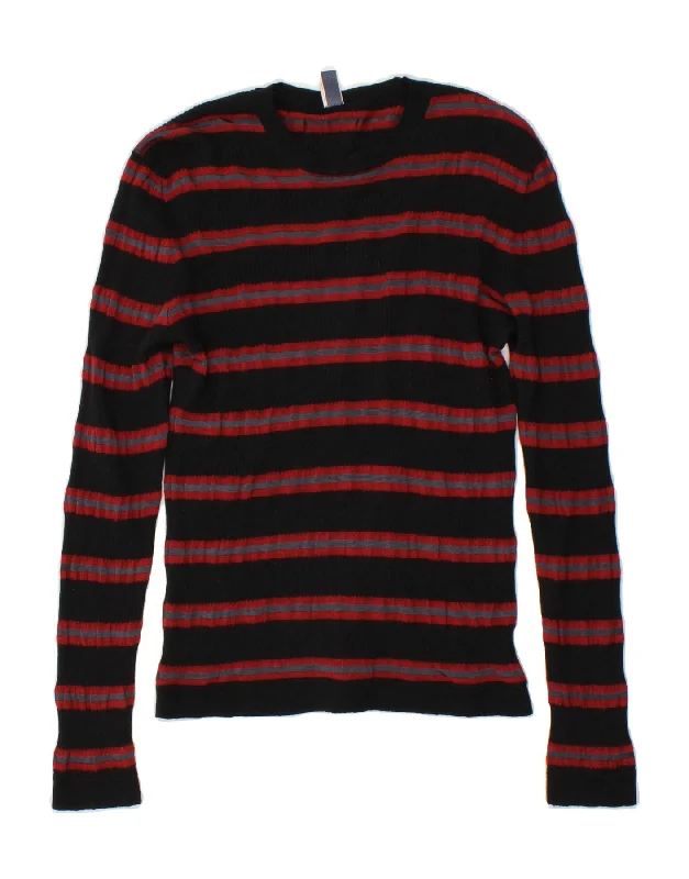 JEAN PAUL GAULTIER Womens Top Long Sleeve UK 12 Medium Black Striped Stylish High-Waisted Denim JEAN PAUL GAULTIER Womens Top Long Sleeve UK 12 Medium Black Striped Stylish High-Waisted Denim