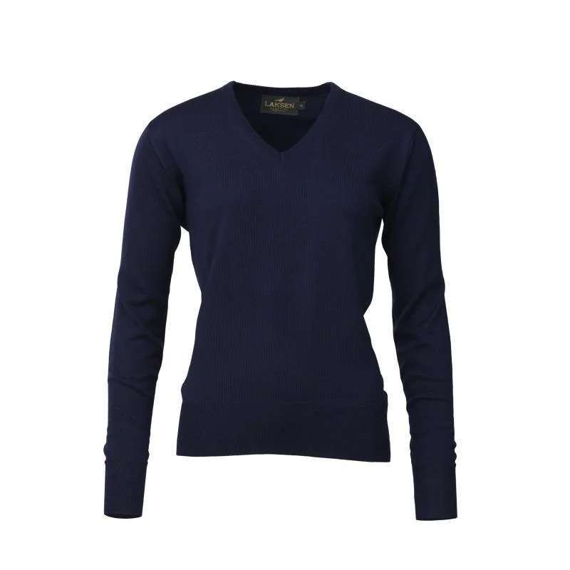 Laksen Essex V-Neck Merino Ladies Jumper - Navy Spandex Rayon Corduroy
