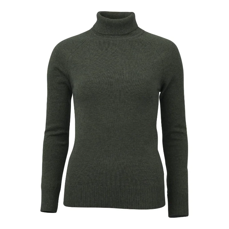 Laksen Kit Ladies Lambswool Cashmere Roll Neck Jumper - Forest Green Oversized Loose Flowy Laksen Kit Ladies Lambswool Cashmere Roll Neck Jumper - Forest Green Oversized Loose Flowy
