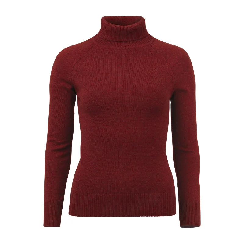 Laksen Kit Ladies Lambswool Cashmere Roll Neck Jumper - Old Red Anti-Pilling Anti-Shrink Durable Laksen Kit Ladies Lambswool Cashmere Roll Neck Jumper - Old Red Anti-Pilling Anti-Shrink Durable
