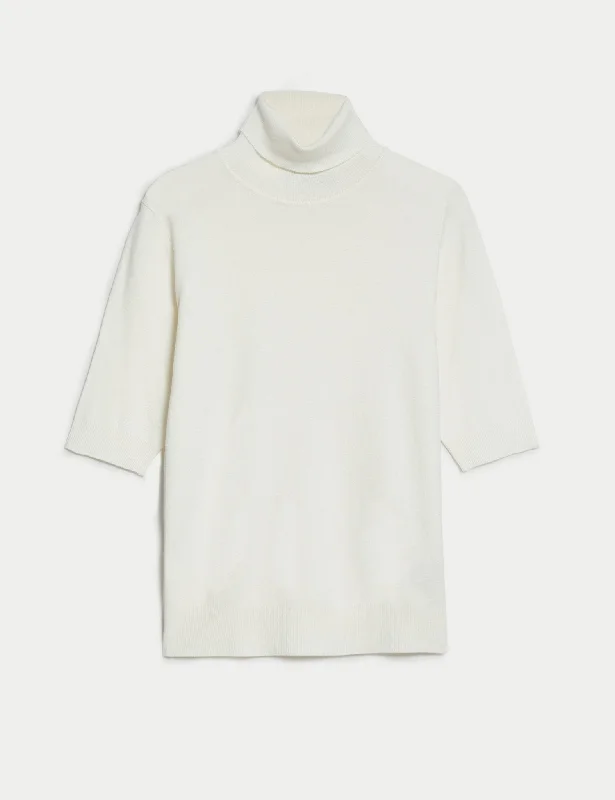 Roll Neck Fitted Jumper Boat Neck Shawl Collar Notched Collar