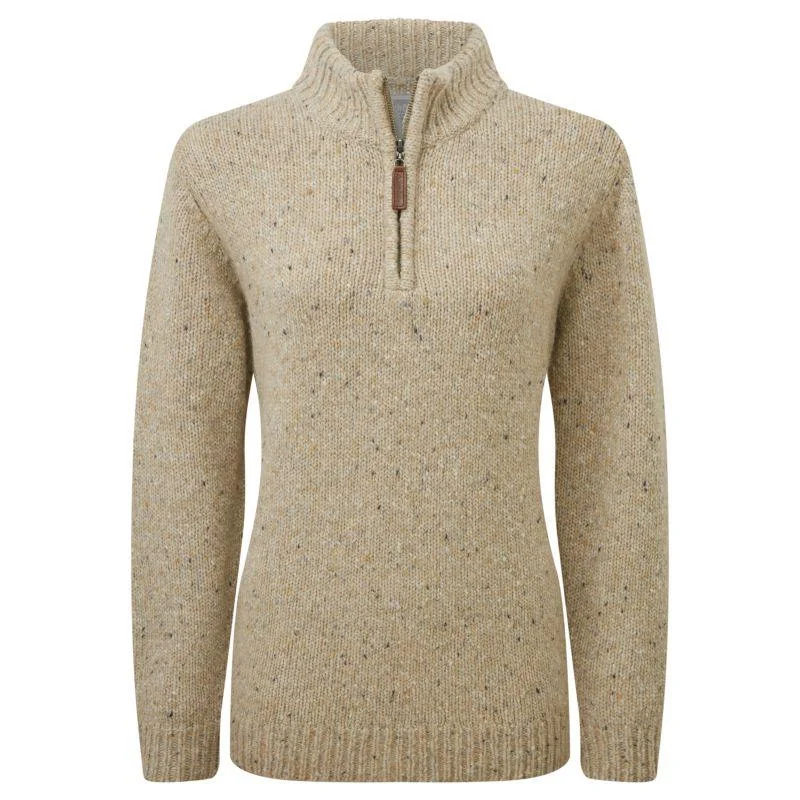 Schoffel Aviemore Alpaca Merino Mix 1/4 Zip Ladies Jumper - Oat Stretchy Elastic Breathable Schoffel Aviemore Alpaca Merino Mix 1/4 Zip Ladies Jumper - Oat Stretchy Elastic Breathable
