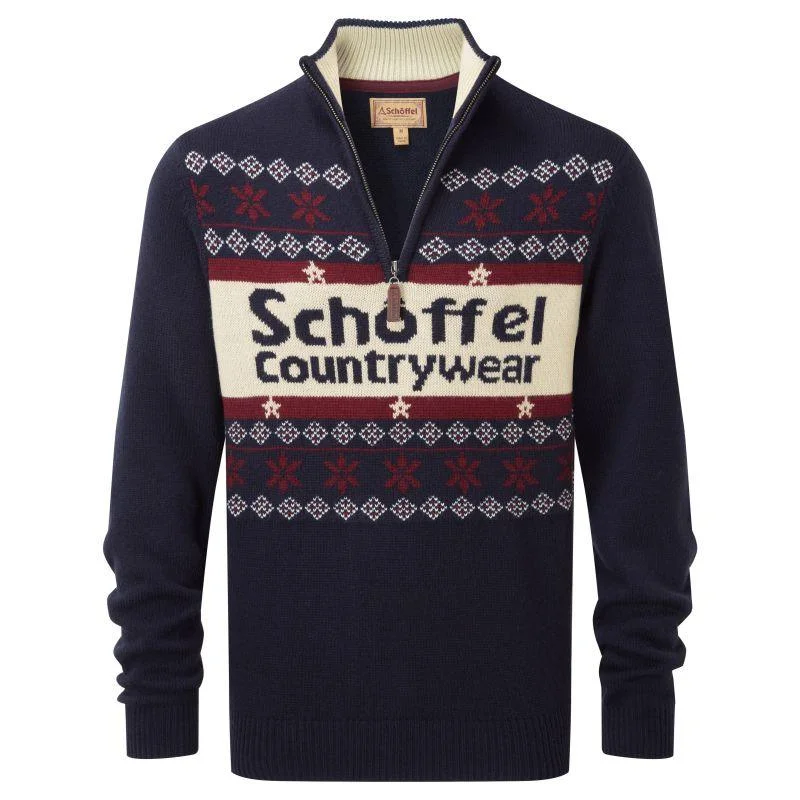 Schoffel Christmas 1/4 Zip Jumper - Navy Boxy Sweater Fitted Sweater A-Line