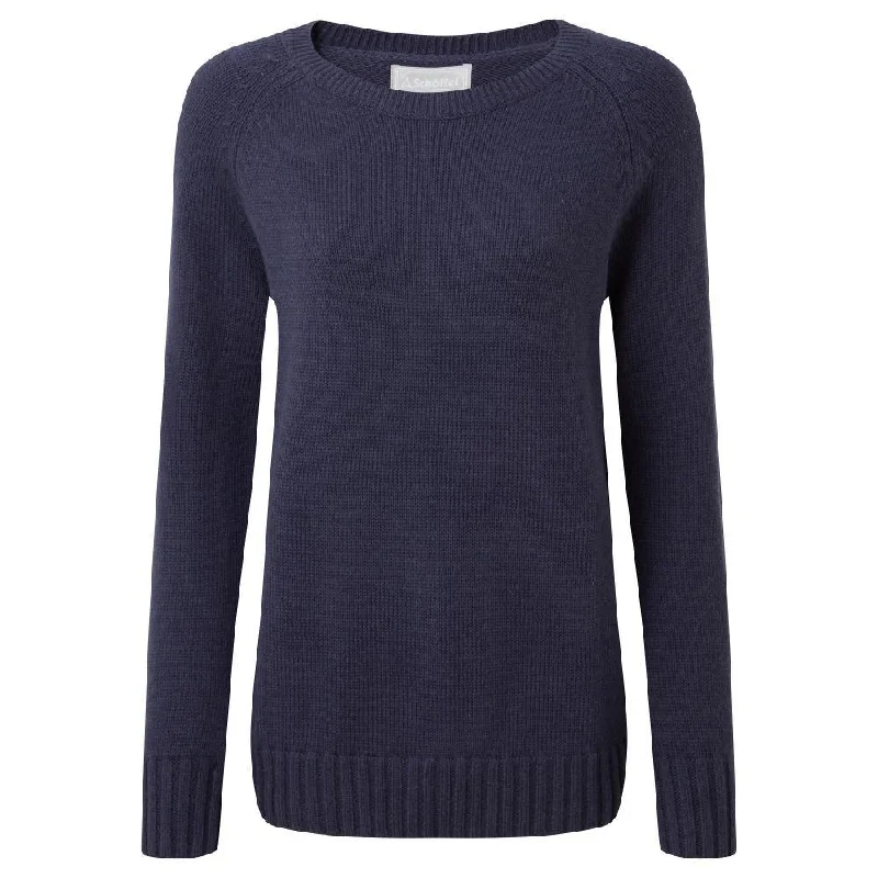 Schoffel Cornwall Cotton Crew Ladies Jumper - Washed Navy Bright Pastel Dark