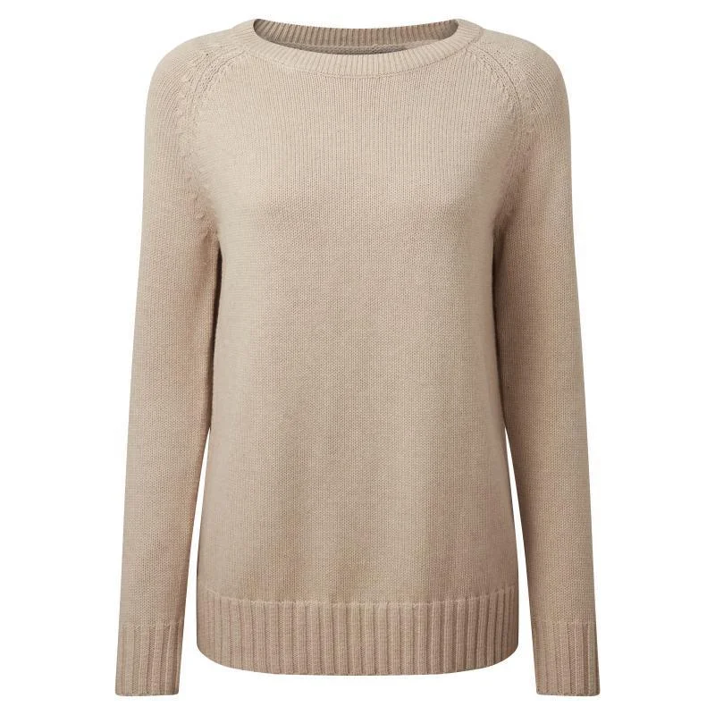 Schoffel Cornwall Cotton Crew Neck Ladies Jumper - Oat Elasticated Padded Insulated