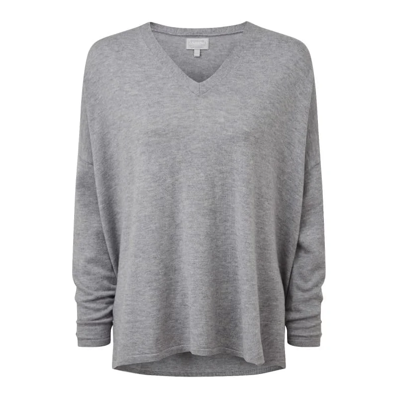 Schoffel Devon Merino Ladies Jumper - Silver Grey Soft Cozy Warm