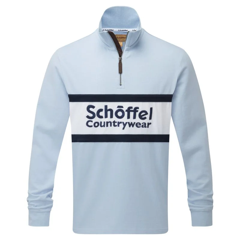 Schoffel Exeter Heritage 1/4 Zip Jumper - Pale Blue Elasticated Padded Insulated