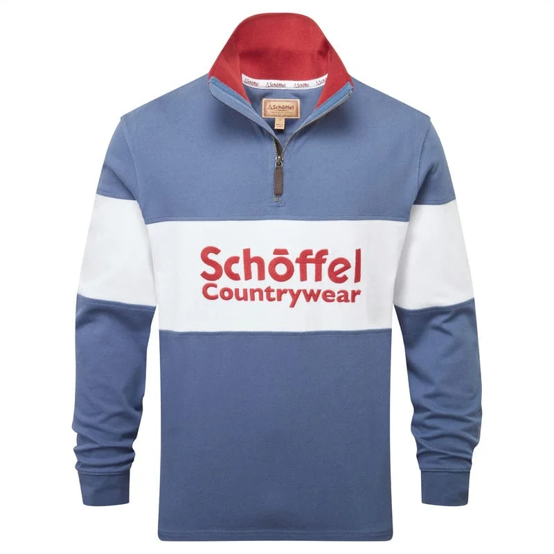 Schoffel Exeter Heritage 1/4 Zip Jumper - Stone Blue Sequined Glittery Shiny