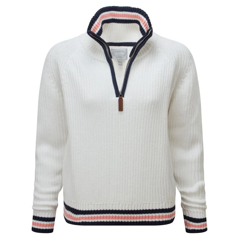 Schoffel Havelet Bay 1/4 Zip Ladies Jumper - Soft White Fleece Sweater Nylon Polyester Schoffel Havelet Bay 1/4 Zip Ladies Jumper - Soft White Fleece Sweater Nylon Polyester