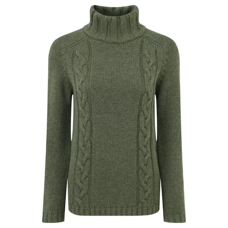 Schoffel Ladies Merino Cable Roll Neck Jumper - Grousemoor Cashmere Blend Cotton Blend Poly Blend Schoffel Ladies Merino Cable Roll Neck Jumper - Grousemoor Cashmere Blend Cotton Blend Poly Blend