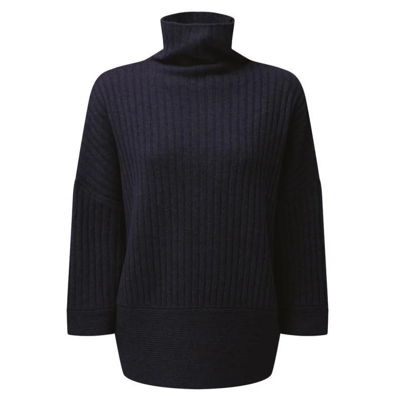 Schoffel Ladies Merino Loose Fit Jumper - Navy Polka Dot Checkered Tartan