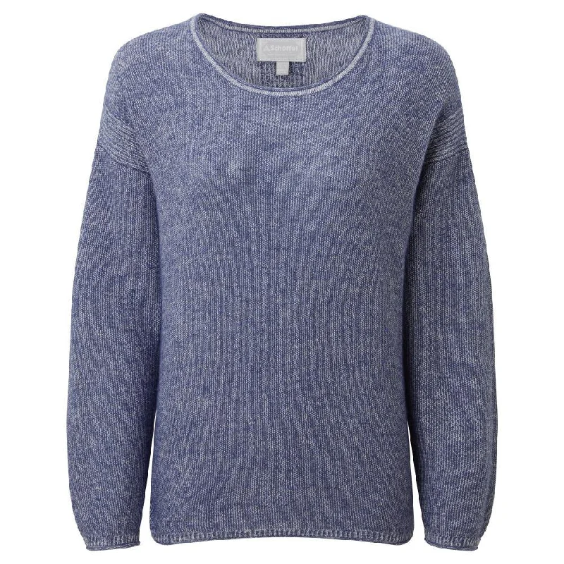 Schoffel Polzeath Alpaca Merino Ladies Jumper - French Navy Chenille Brocade Lace