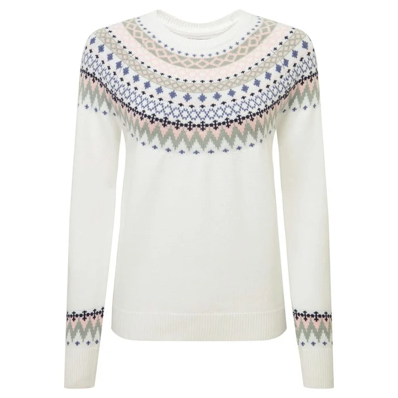 Schoffel Shetland Fairisle Ladies Jumper - Blush/Arctic Fairisle Notch Collar Peter Pan Collar Cowl Neck Schoffel Shetland Fairisle Ladies Jumper - Blush/Arctic Fairisle Notch Collar Peter Pan Collar Cowl Neck