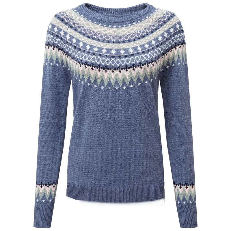 Schoffel Shetland Fairisle Ladies Jumper - Slate Blue Fairisle Mesh Blend Leather Blend Suede Blend Schoffel Shetland Fairisle Ladies Jumper - Slate Blue Fairisle Mesh Blend Leather Blend Suede Blend