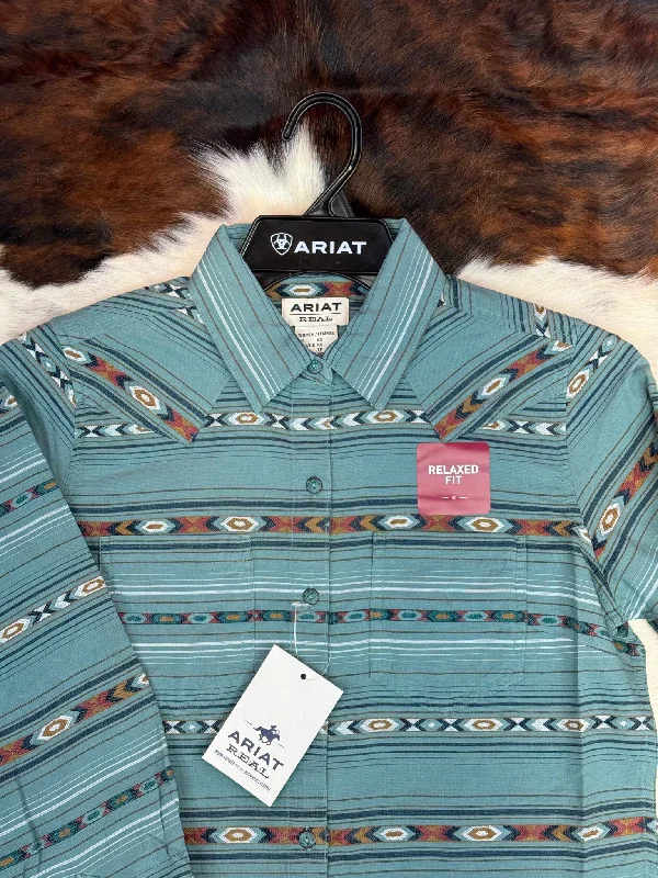 Women Ariat Real Billie Jean Long Sleeve Gemstone Stripe Casual Light Wash Jeans