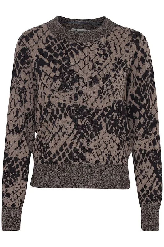 Women's ICHI IHMELEO Snake Print Jumper Solid Print Embellished