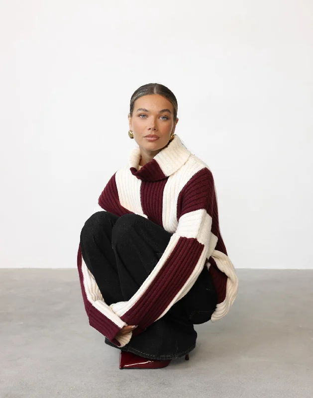 Amberly Jumper (Cherry/Latte Stripe) Neon Metallic Matte