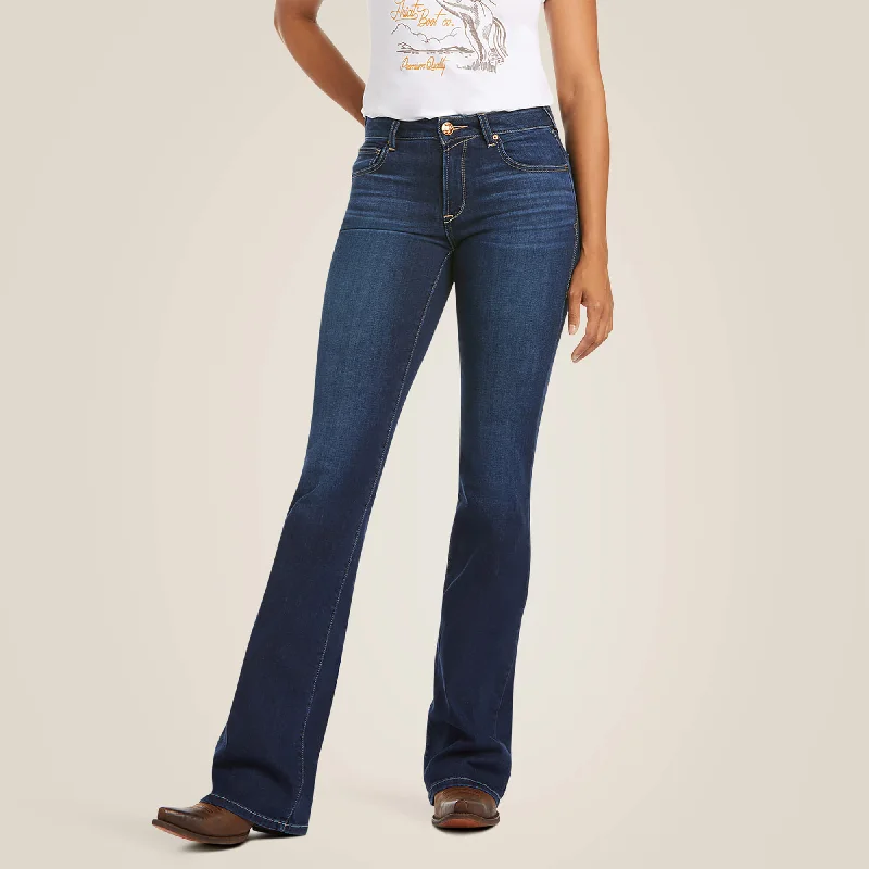 Women's Ultra Stretch Perfect Rise Katie Flare Jean Comfortable Faded High-Rise Jeans