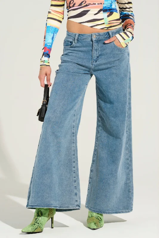 BEST NIGHT YET DREAMJEAN COMFY DENIM Trendy Wide-Legged High-Waist Jeans