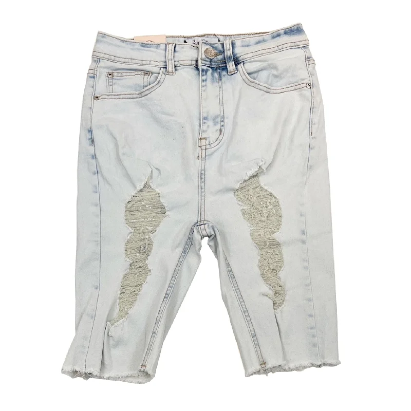 Blue Topic Cut Off Woman Jean Short (Ice Blue) Stylish Plus Size Denim Jeans