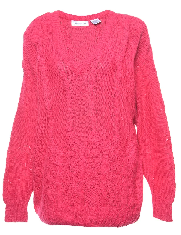Cable Knit Jumper - L Boat Neck Shawl Collar Notched Collar