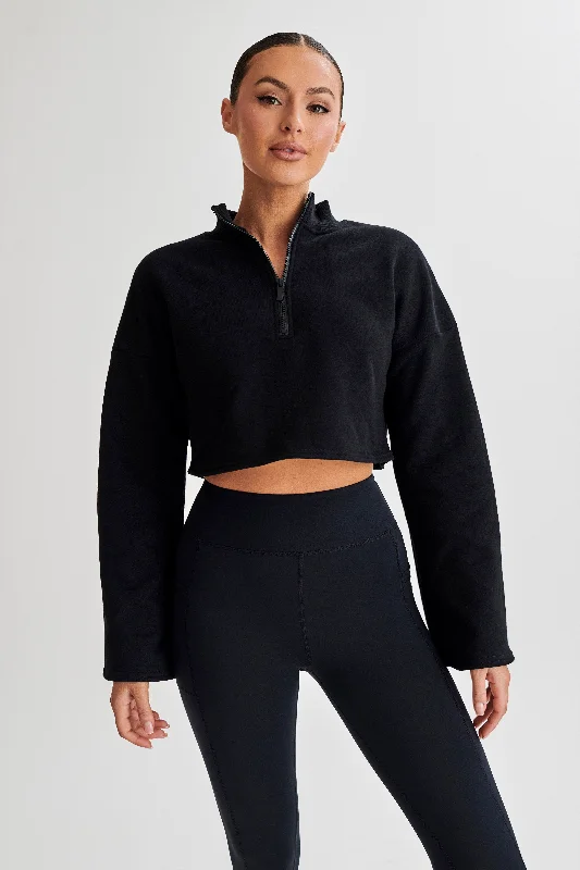 Dempsey Zip Flared Jumper - Black Lightweight Heavyweight Midweight
