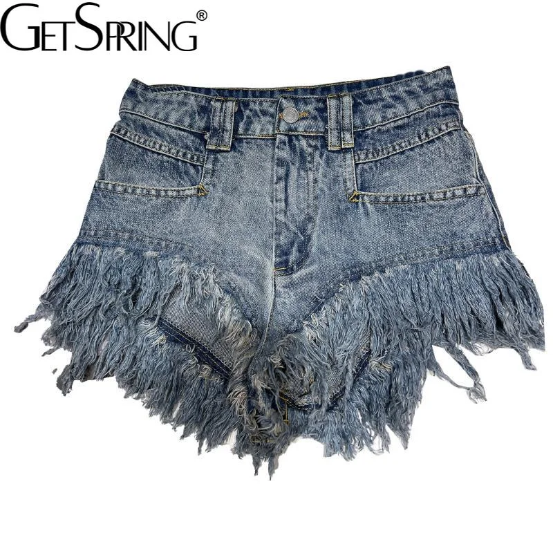 GetSpring Women Denim Shorts High Waist Tassel Ultra Short Sexy Jean Shorts All Match 2022 New Style Fashion Female Blue Shorts Cozy Relaxed Fit Denim Jeans GetSpring Women Denim Shorts High Waist Tassel Ultra Short Sexy Jean Shorts All Match 2022 New Style Fashion Female Blue Shorts Cozy Relaxed Fit Denim Jeans