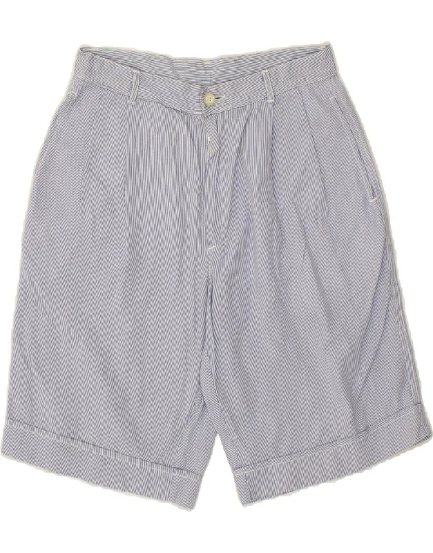 JEAN'S WEST Womens Pegged Chino Shorts W26 Small Blue Pinstripe Cotton Chic Rolled Cuff Denim Jeans JEAN'S WEST Womens Pegged Chino Shorts W26 Small Blue Pinstripe Cotton Chic Rolled Cuff Denim Jeans