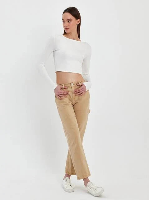 LTB Marisse Jean Beige Pebble Wash Trendy Cut-Off Denim Shorts