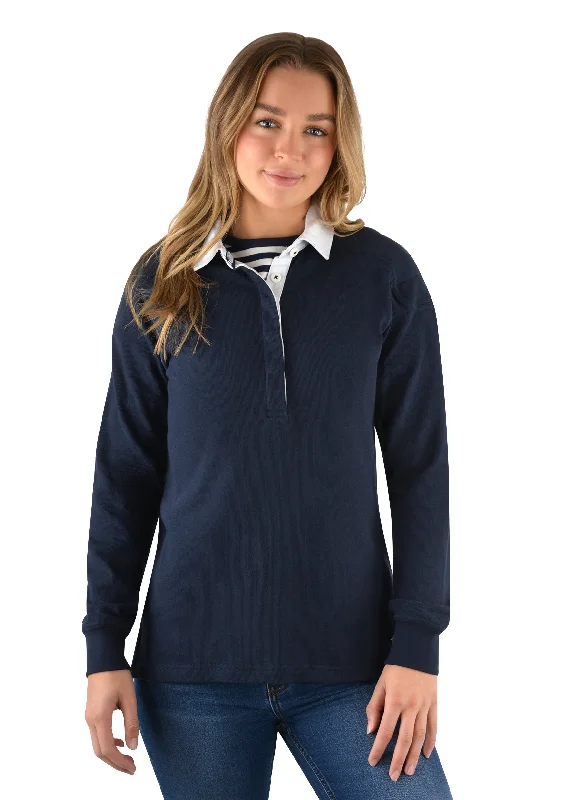 Navy Rugby Jumper Graphic Sweater Embroidered Appliqued