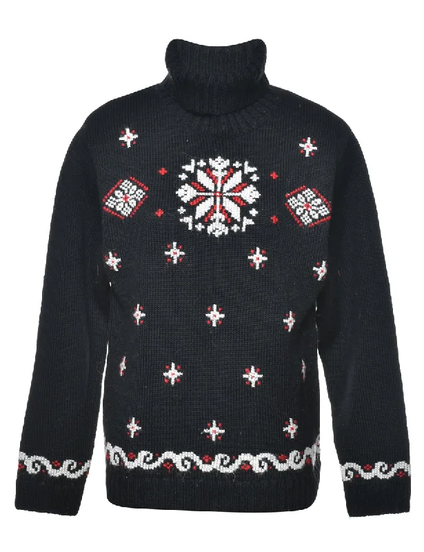 Nordic Polo Neck Jumper - M Elasticated Padded Insulated