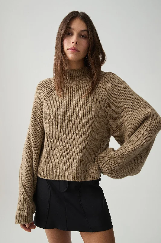 Raglan Knitted Jumper 457 Mesh Blend Leather Blend Suede Blend