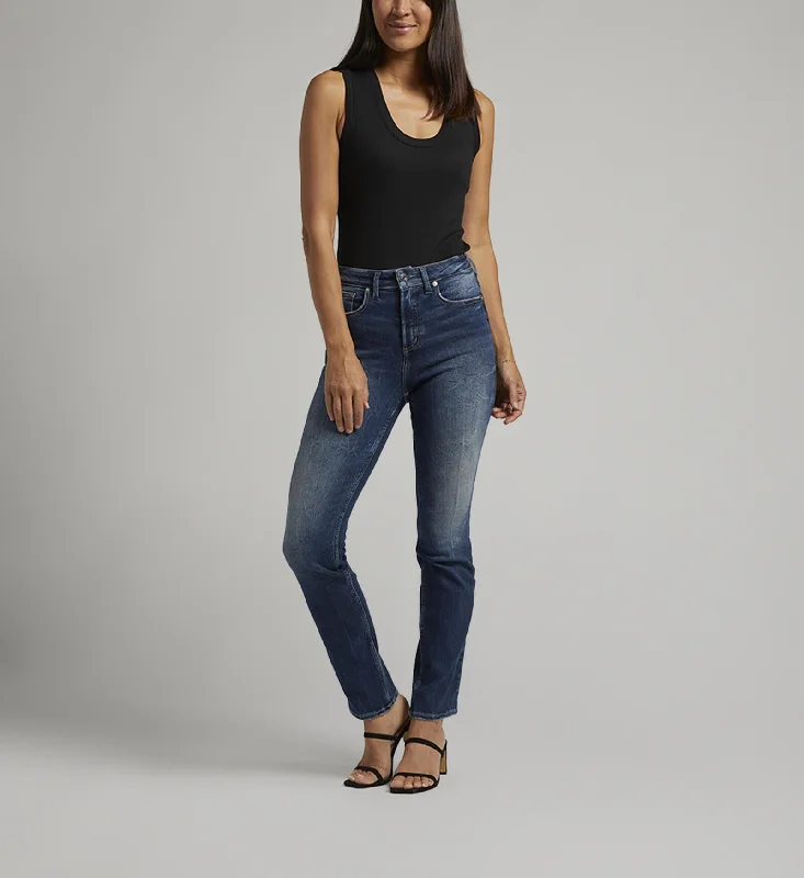 Women's Infinite Fit High Rise Straight Leg Jean Comfortable Mid-Rise Jeans