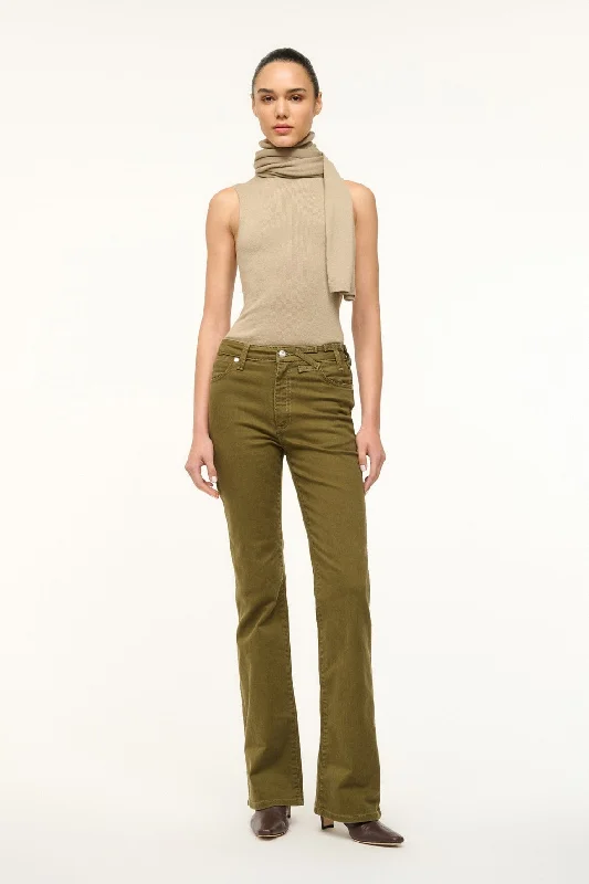 STAUD + WRANGLER THE MUST JEAN | SERGEANT GREEN Chic Rolled Cuff Denim Jeans