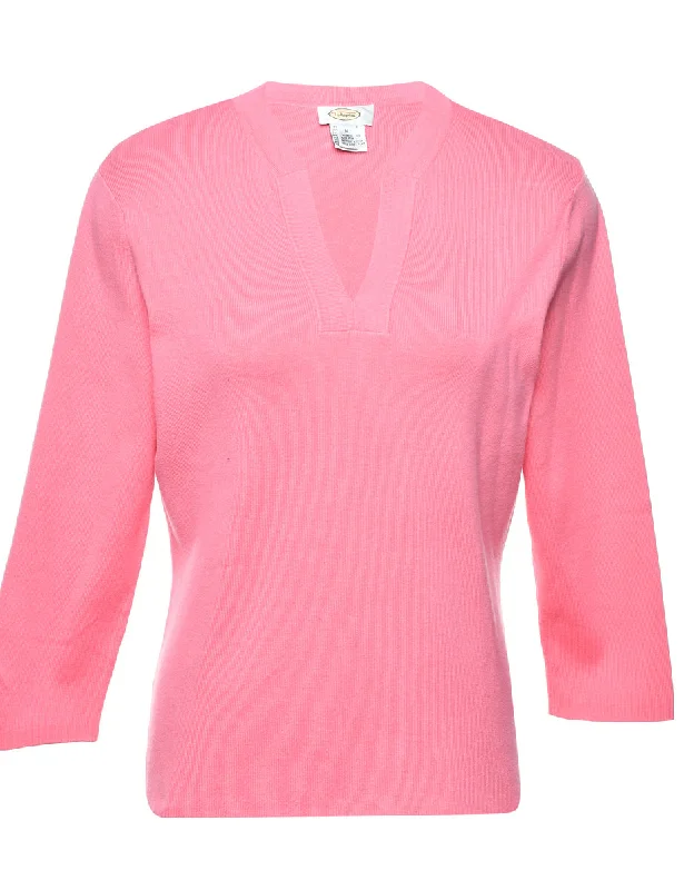 Talbots Pale Pink Jumper - M Rayon Fabric Velvet Fabric Corduroy Fabric