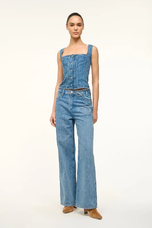 STAUD + WRANGLER THE LOOSE JEAN | MID BLUE Comfortable Stretch Denim Jeans
