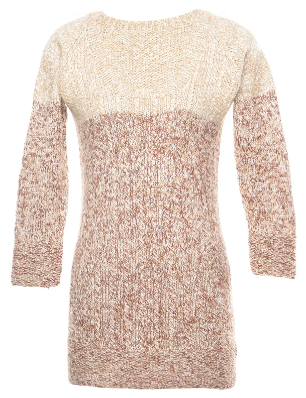 Two Tone Jumper - S Cable Knit Ribbed Knit Lace Knit