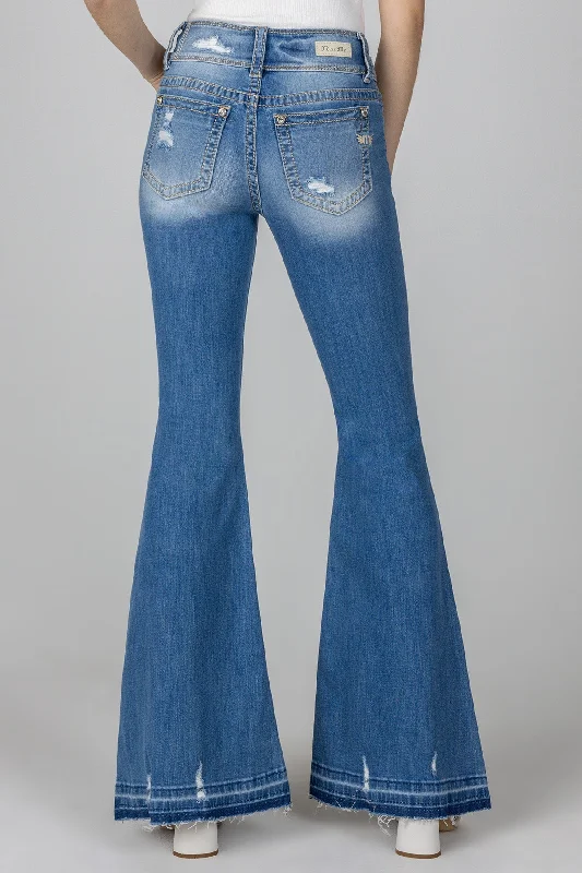 Women's Simple Light Flare Denim Jean Cozy Relaxed Fit Jeans