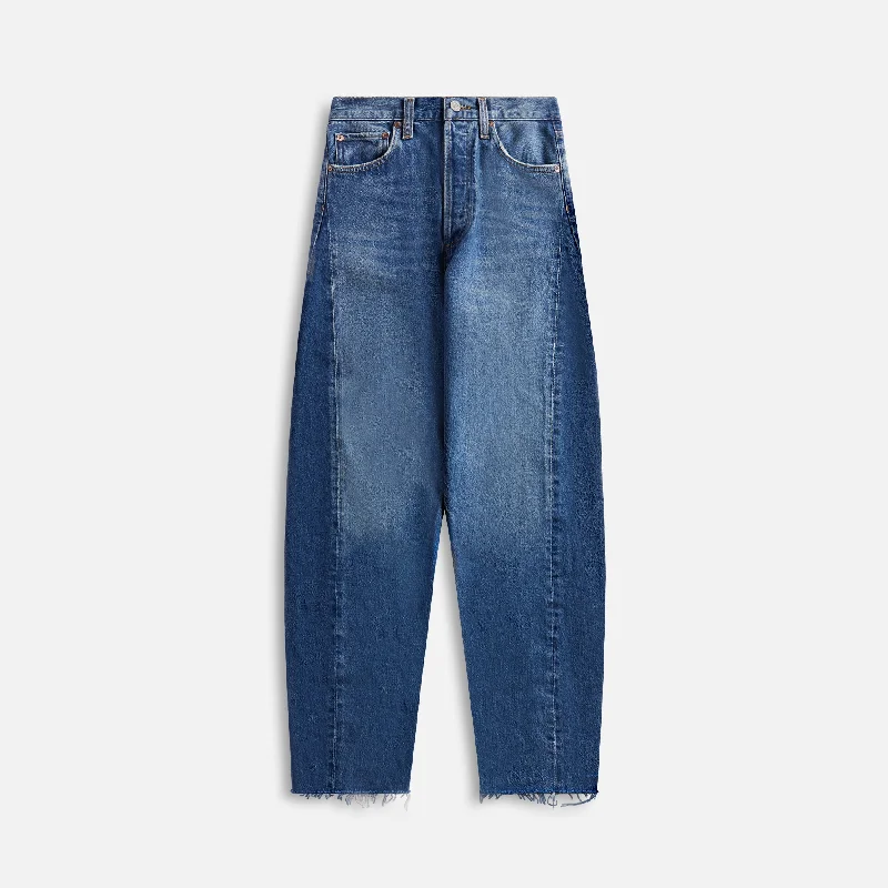 Agolde Luna Pieced Jean - Split Fashionable Raw Hem Bootcut Jeans