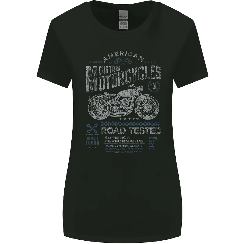 American Custom Motorcycles Motorbike Biker Womens Wider Cut T-Shirt Polka Dot Checkered Tartan American Custom Motorcycles Motorbike Biker Womens Wider Cut T-Shirt Polka Dot Checkered Tartan