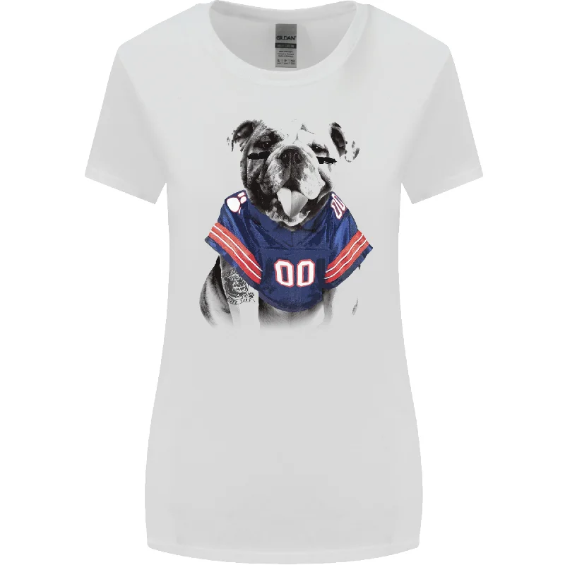 American Football Bulldog With Tattoos Womens Wider Cut T-Shirt Sequined Glittery Shiny American Football Bulldog With Tattoos Womens Wider Cut T-Shirt Sequined Glittery Shiny