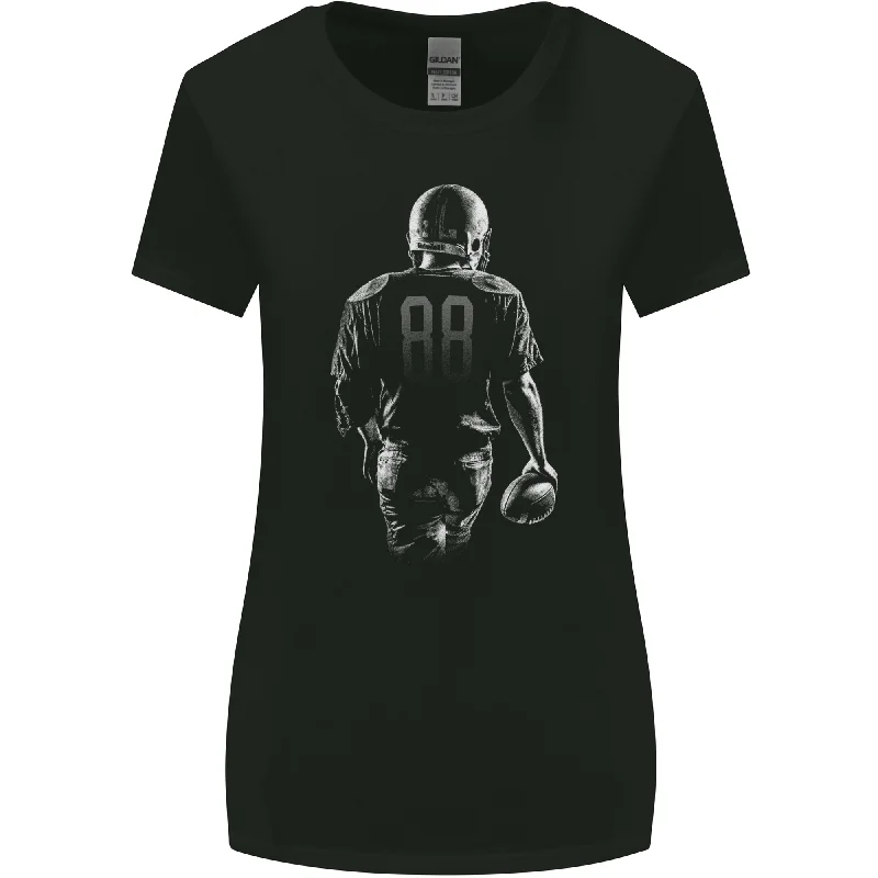 American Football Player Womens Wider Cut T-Shirt Ribbed T-Shirt High Neck Heavyweight American Football Player Womens Wider Cut T-Shirt Ribbed T-Shirt High Neck Heavyweight