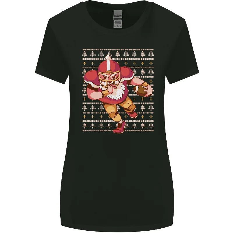 American Football Santa Christmas Xmas Womens Wider Cut T-Shirt Plaid T-Shirt Polka Dot Checkered American Football Santa Christmas Xmas Womens Wider Cut T-Shirt Plaid T-Shirt Polka Dot Checkered