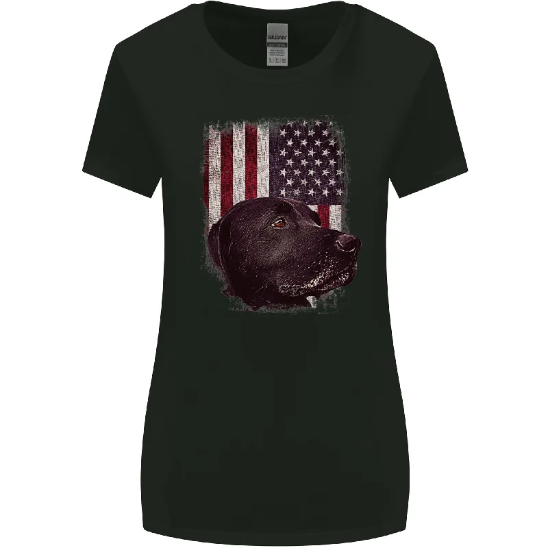 American Labrador USA Flag Dog Womens Wider Cut T-Shirt Cotton Fabric Linen Fabric Terry Fabric American Labrador USA Flag Dog Womens Wider Cut T-Shirt Cotton Fabric Linen Fabric Terry Fabric