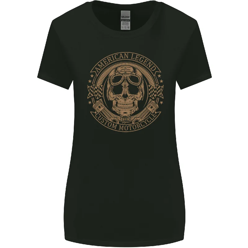 American Legend Biker Motorcycle Motorbike Womens Wider Cut T-Shirt Satin Blend Silk Blend Wool Blend American Legend Biker Motorcycle Motorbike Womens Wider Cut T-Shirt Satin Blend Silk Blend Wool Blend
