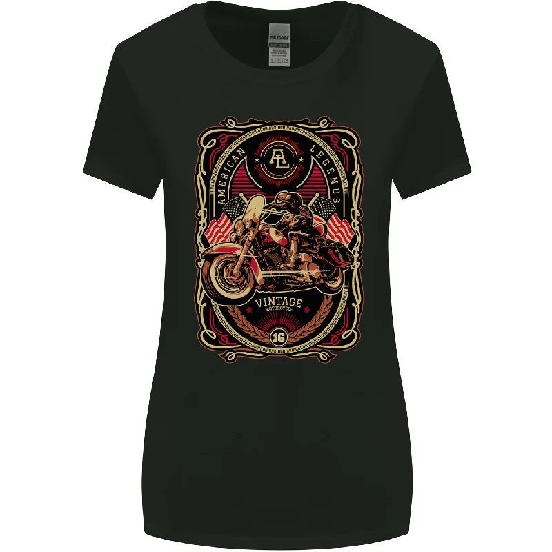 American Motorcycle Biker Motorcycle Womens Wider Cut T-Shirt Spandex Blend Rayon Blend Denim Blend American Motorcycle Biker Motorcycle Womens Wider Cut T-Shirt Spandex Blend Rayon Blend Denim Blend